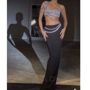 Albina Dyla dress Black and Silver Cutout Dress